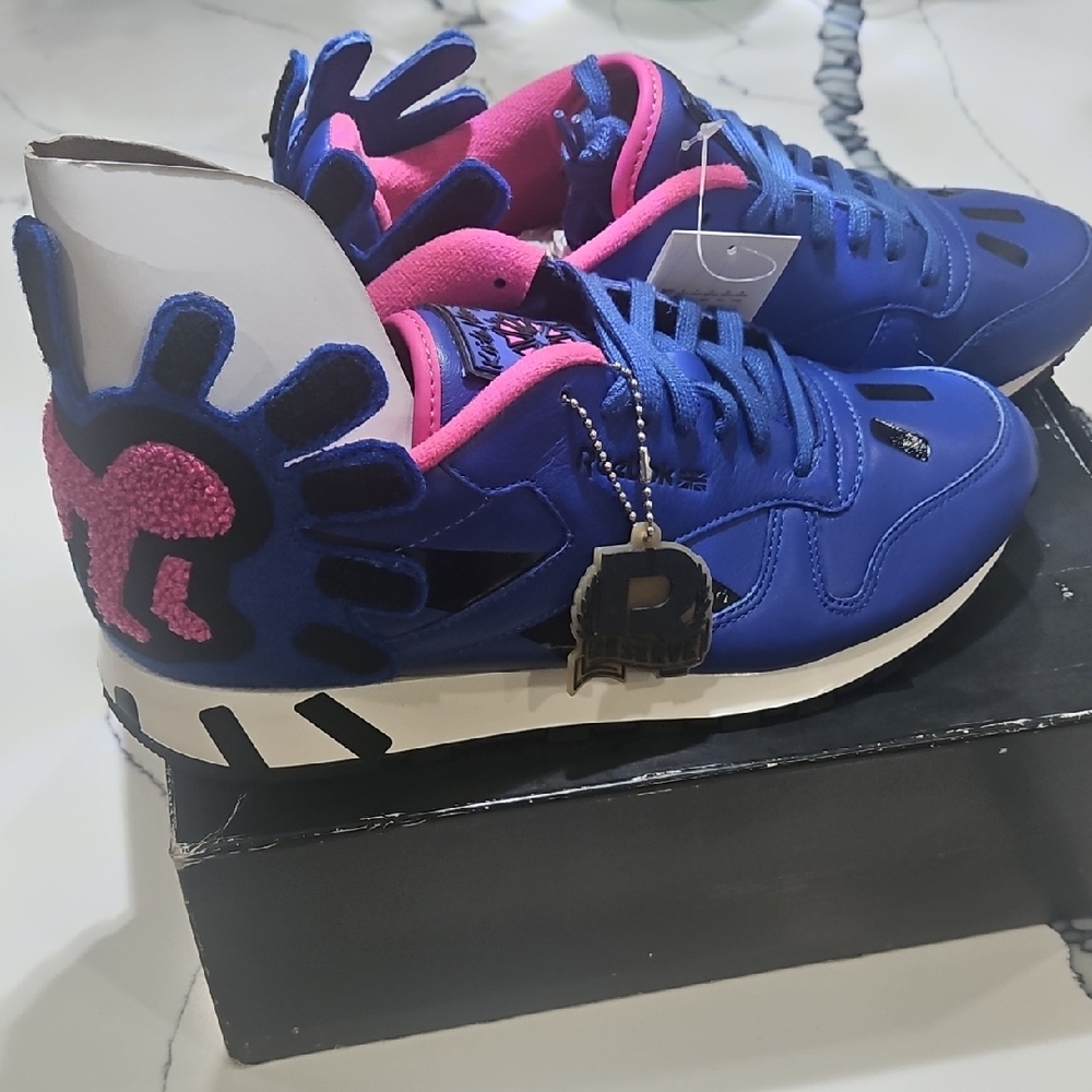 Reebok Classic Vital Blue and Pink Sneakers